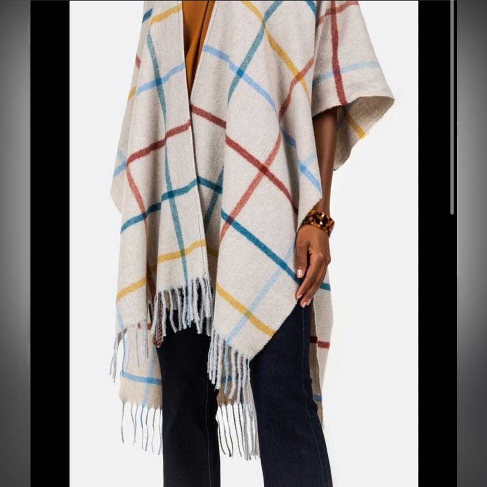 Do everything in love plaid shawl fringe wrap